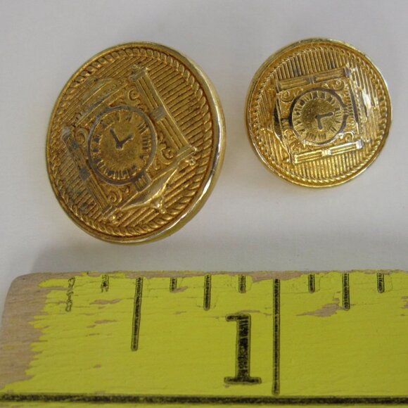 Marshall Fields Gold Clock Buttons 8-Piece Set 2 Front 6 Cuff Blazer Replacement - Picture 5 of 5